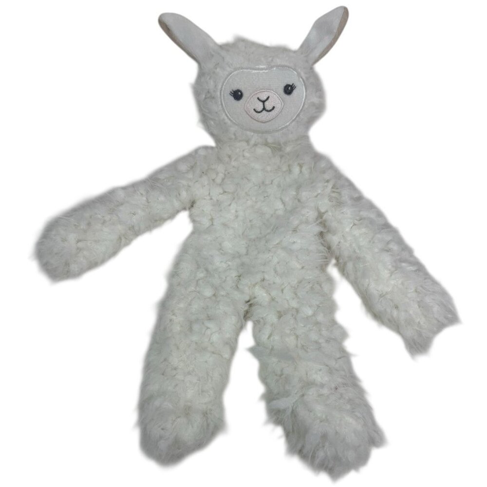 Modern Baby Alpaca Llama White Sherpa Flat Plush Lovey Security Blanket Floppy